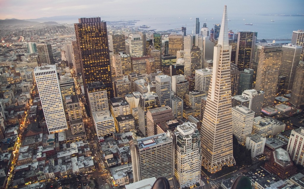 tall buildings seen from above